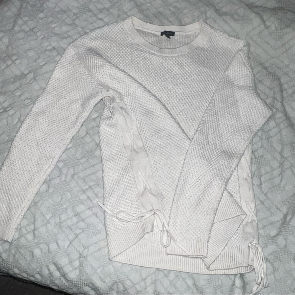 Talbots Side Tie Waffle Knit Sweater Size Medium in Cream